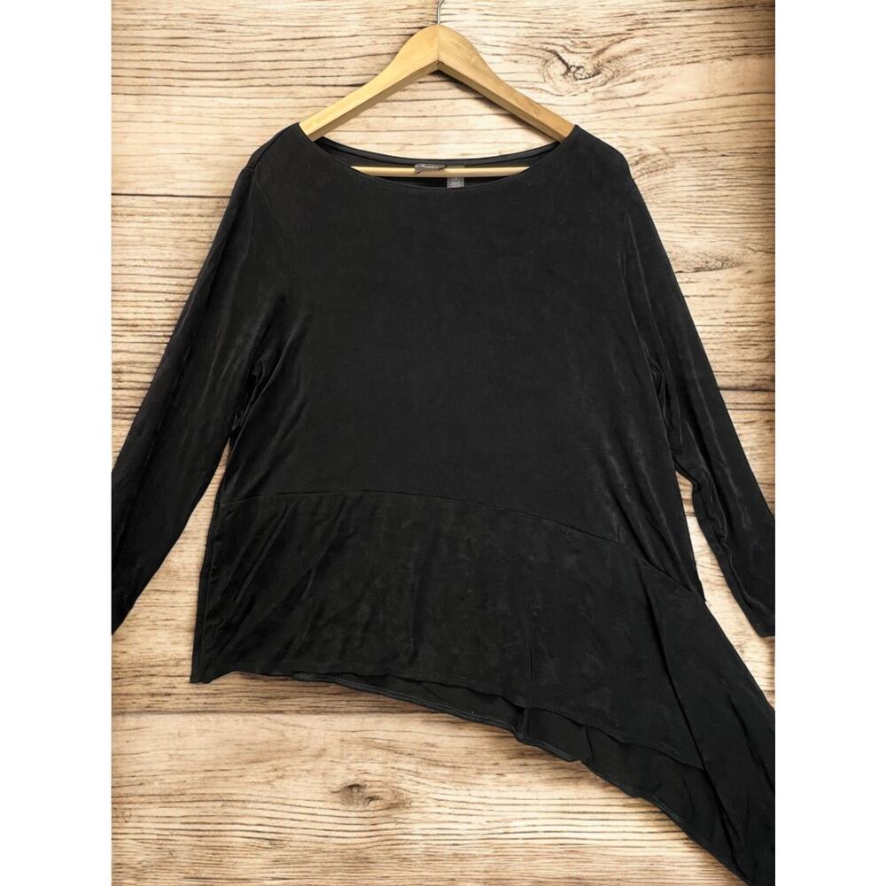 Travelers by Chicos Womens Top Long Sleeve Asymetrical Boat Sz 3 Petite Whimsy